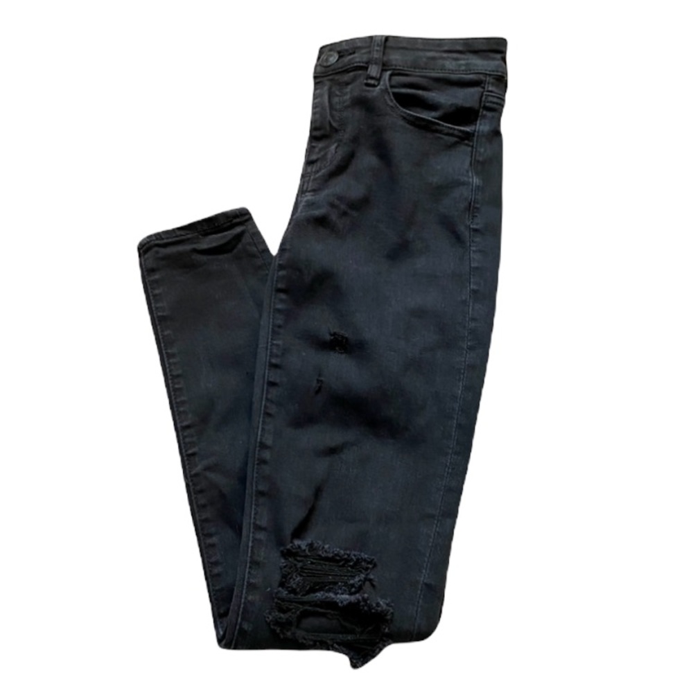 American Eagle Distressed Jegging Dark Black Wash - Ripped Jean - size 2